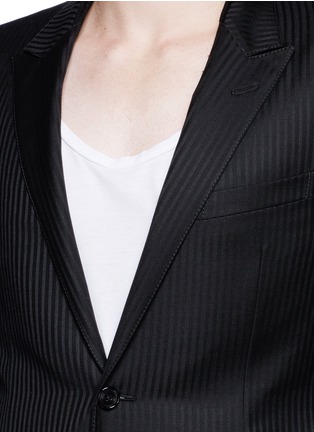 Detail View - Click To Enlarge - LANVIN - Slim fit stripe wool jacquard blazer