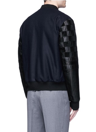 Back View - Click To Enlarge - LANVIN - Patchwork leather sleeve baseball jacket