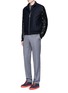 Figure View - Click To Enlarge - LANVIN - Patchwork leather sleeve baseball jacket