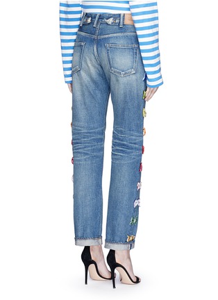 Back View - Click To Enlarge - 73115 - Velvet bow appliqué selvedge jeans