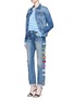 Figure View - Click To Enlarge - 73115 - Velvet bow appliqué selvedge jeans