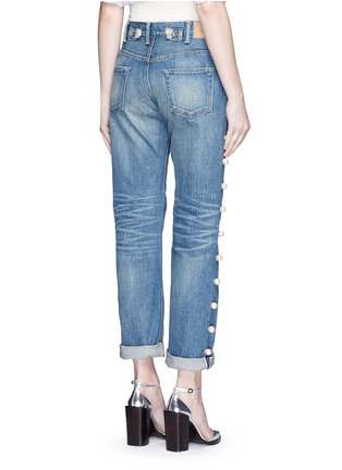 Back View - Click To Enlarge - 73115 - Faux pearl embellished selvedge jeans
