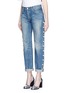 Front View - Click To Enlarge - 73115 - Faux pearl embellished selvedge jeans