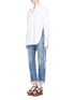 Figure View - Click To Enlarge - 73115 - Faux pearl embellished front selvedge jeans
