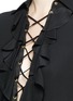 Detail View - Click To Enlarge - CHLOÉ - Ruffle lace-up silk crepe de Chine blouse
