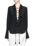 Main View - Click To Enlarge - CHLOÉ - Ruffle lace-up silk crepe de Chine blouse