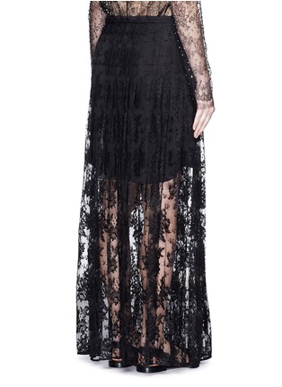 Back View - Click To Enlarge - CHLOÉ - Pleat lace maxi skirt