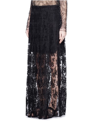 Front View - Click To Enlarge - CHLOÉ - Pleat lace maxi skirt
