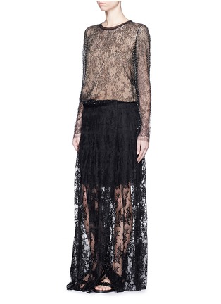 Figure View - Click To Enlarge - CHLOÉ - Pleat lace maxi skirt