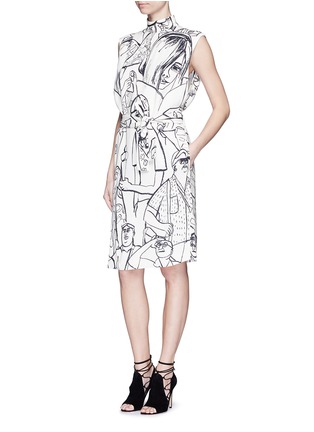 Front View - Click To Enlarge - EMILIO PUCCI - Tourist print crepe dress