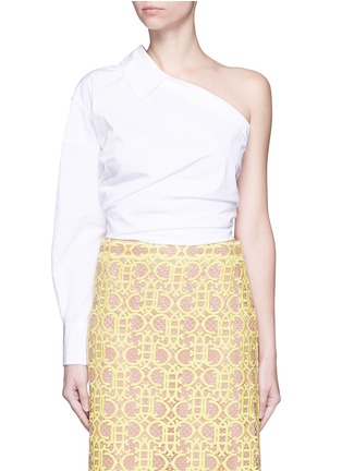 Main View - Click To Enlarge - EMILIO PUCCI - Point collar one-shoulder poplin shirt