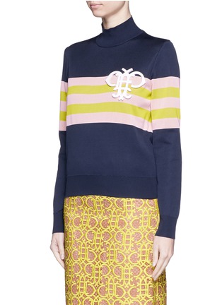 Front View - Click To Enlarge - EMILIO PUCCI - Logo appliqué high neck sweater