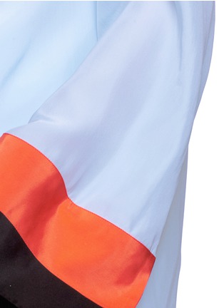 Detail View - Click To Enlarge - EMILIO PUCCI - Bow front stripe cuff silk blouse