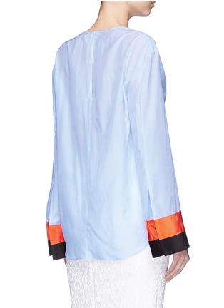 Back View - Click To Enlarge - EMILIO PUCCI - Bow front stripe cuff silk blouse