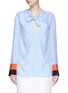 Main View - Click To Enlarge - EMILIO PUCCI - Bow front stripe cuff silk blouse