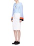Figure View - Click To Enlarge - EMILIO PUCCI - Bow front stripe cuff silk blouse