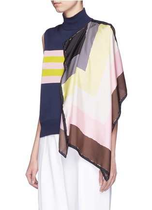 Front View - Click To Enlarge - EMILIO PUCCI - Drape scarf sleeveless turtleneck sweater