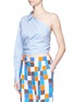 Front View - Click To Enlarge - EMILIO PUCCI - Point collar one-shoulder poplin shirt