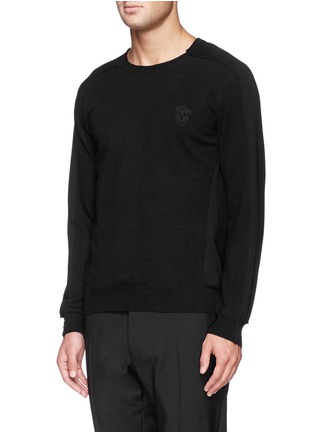 Front View - Click To Enlarge - ALEXANDER MCQUEEN - Contrast back wool sweater