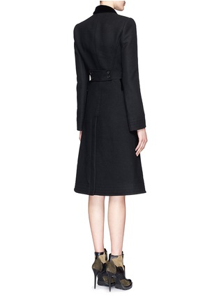 Back View - Click To Enlarge - ALEXANDER MCQUEEN - Velvet trim double breasted compact wool felt coat