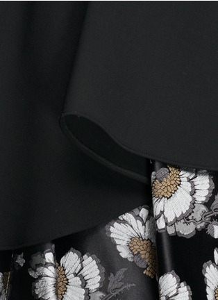 Detail View - Click To Enlarge - ALEXANDER MCQUEEN - Floral jacquard ruffle hem neoprene skirt