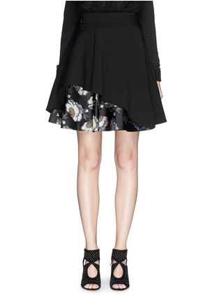 Main View - Click To Enlarge - ALEXANDER MCQUEEN - Floral jacquard ruffle hem neoprene skirt