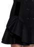 Detail View - Click To Enlarge - ALEXANDER MCQUEEN - Velvet trim peplum hem double breasted coat