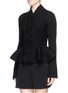 Front View - Click To Enlarge - ALEXANDER MCQUEEN - Double breasted rib knit wool peplum jacket