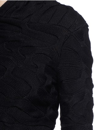 Detail View - Click To Enlarge - ALEXANDER MCQUEEN - Asymmetric cashmere-silk cable knit top