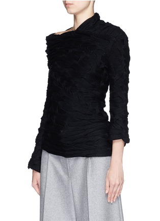 Front View - Click To Enlarge - ALEXANDER MCQUEEN - Asymmetric cashmere-silk cable knit top