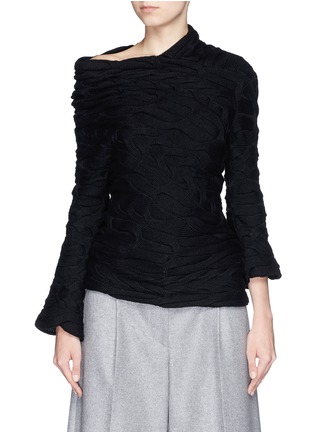 Main View - Click To Enlarge - ALEXANDER MCQUEEN - Asymmetric cashmere-silk cable knit top