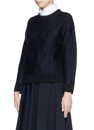 Front View - Click To Enlarge - ALEXANDER MCQUEEN - Checkerboard jacquard mohair knit sweater