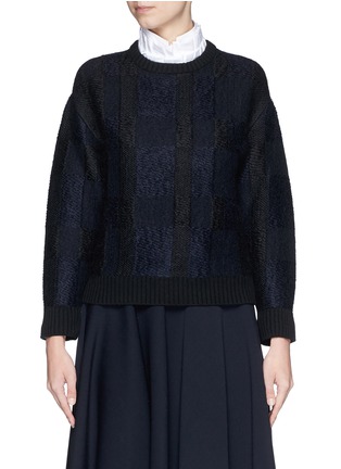Main View - Click To Enlarge - ALEXANDER MCQUEEN - Checkerboard jacquard mohair knit sweater