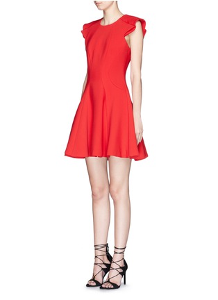 Front View - Click To Enlarge - ALEXANDER MCQUEEN - Ruffle sleeve bonded jersey dress