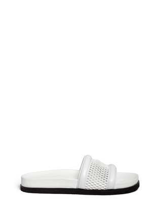 Main View - Click To Enlarge - ALEXANDER WANG - 'Jac' mesh leather slider sandals