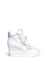 Main View - Click To Enlarge - ASH - 'Atomic' holographic collar leather wedge sneakers