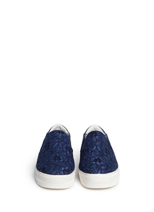 Figure View - Click To Enlarge - ASH - 'Jungle Bis' guipure lace leather trim slip-ons