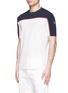 Front View - Click To Enlarge - MONCLER - Cotton piqué mesh colourblock T-shirt