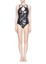 Main View - Click To Enlarge - JASON WU - Crossover front leaf print one-piece swimsuit