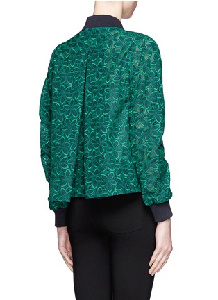 Back View - Click To Enlarge - SACAI LUCK - Flare back floral lace varsity jacket
