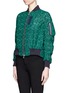 Front View - Click To Enlarge - SACAI LUCK - Flare back floral lace varsity jacket