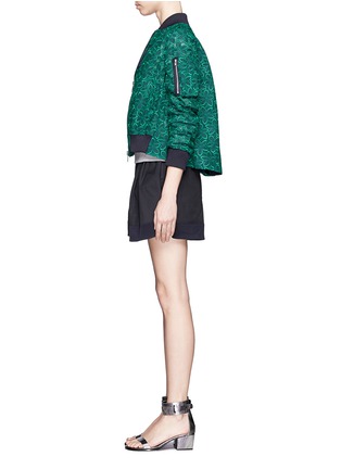 Figure View - Click To Enlarge - SACAI LUCK - Flare back floral lace varsity jacket
