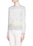 Front View - Click To Enlarge - SACAI LUCK - Sheer panel stripe sweater