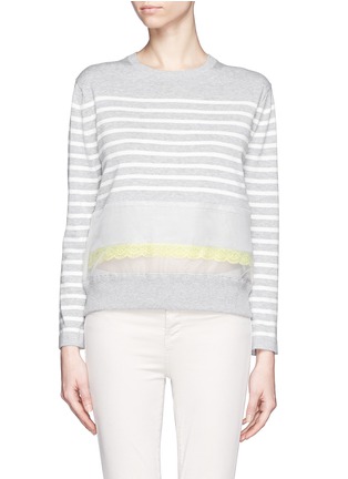 Main View - Click To Enlarge - SACAI LUCK - Sheer panel stripe sweater