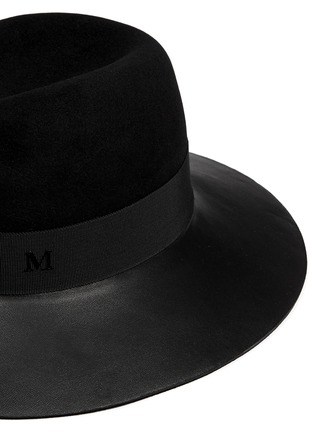 Detail View - Click To Enlarge - MAISON MICHEL - 'Virginie' swirl pinch leather brim fedora hat