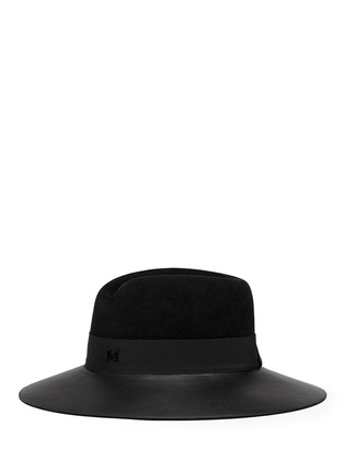 Figure View - Click To Enlarge - MAISON MICHEL - 'Virginie' swirl pinch leather brim fedora hat