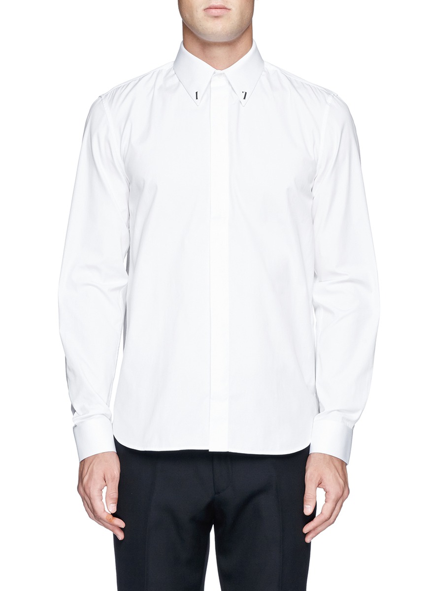 GIVENCHY - '17' metal plate poplin shirt | White Long Sleeve Shirts ...