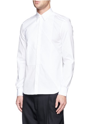 Front View - Click To Enlarge - GIVENCHY - Hopsack panel cotton poplin shirt