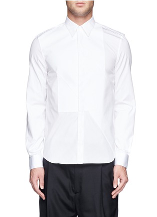 Main View - Click To Enlarge - GIVENCHY - Hopsack panel cotton poplin shirt