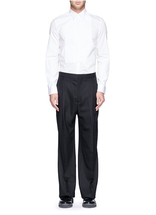 Figure View - Click To Enlarge - GIVENCHY - Hopsack panel cotton poplin shirt
